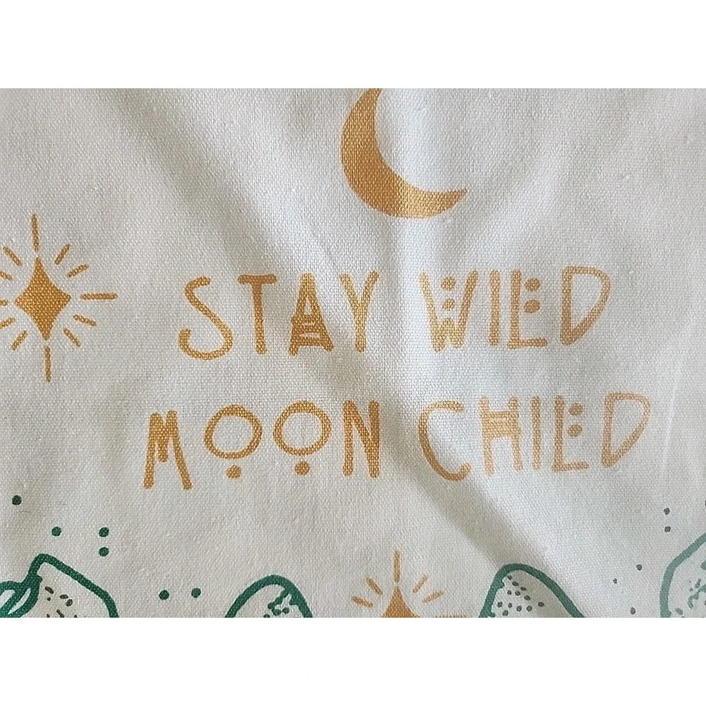 NEW! 25 X 20in STAY WILD MOON CHILD Screen Print Tea Towel 100% COTTON Folk‎ Art
